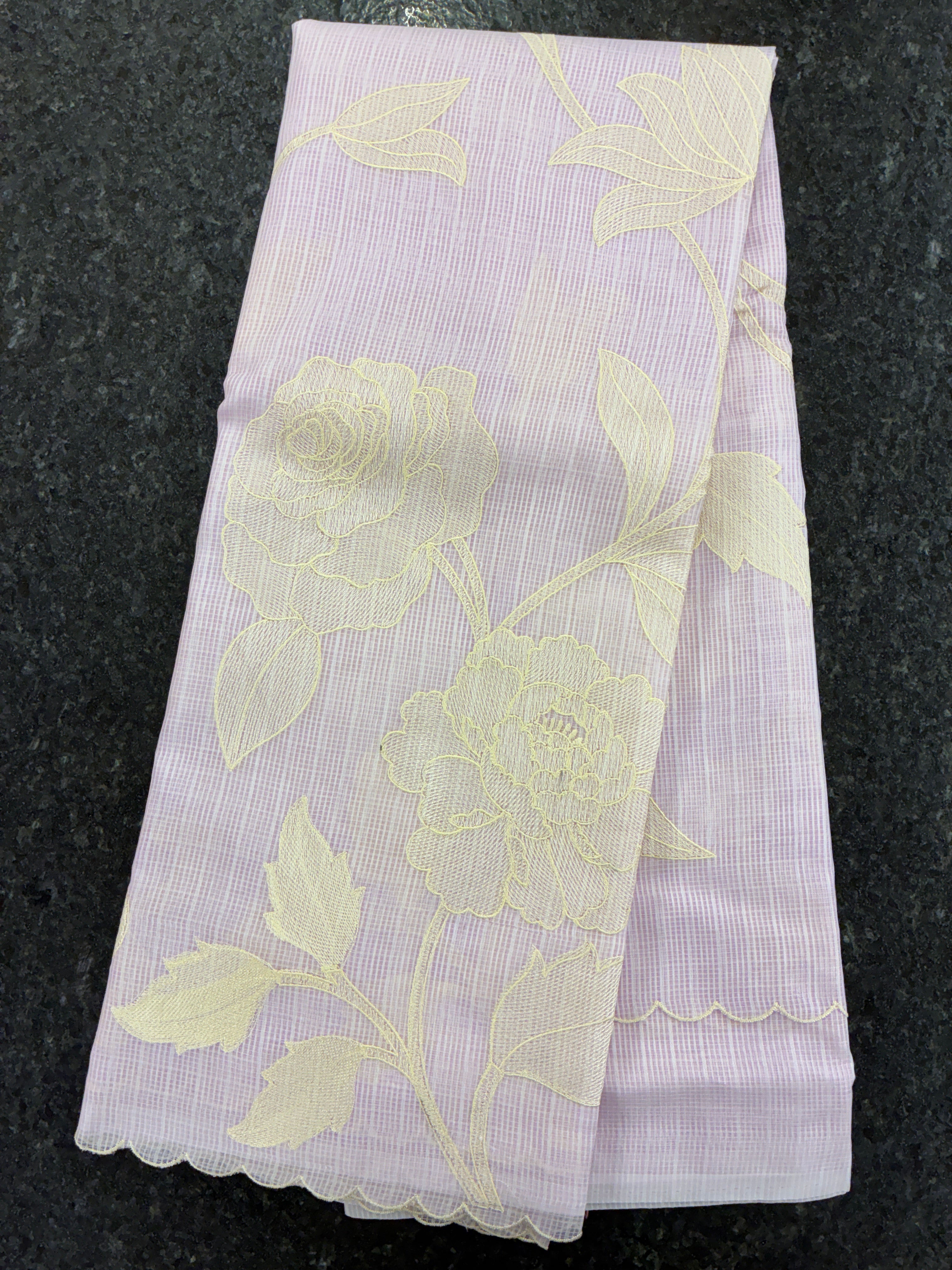 Soft Kota embroidery saree - Light Lavender