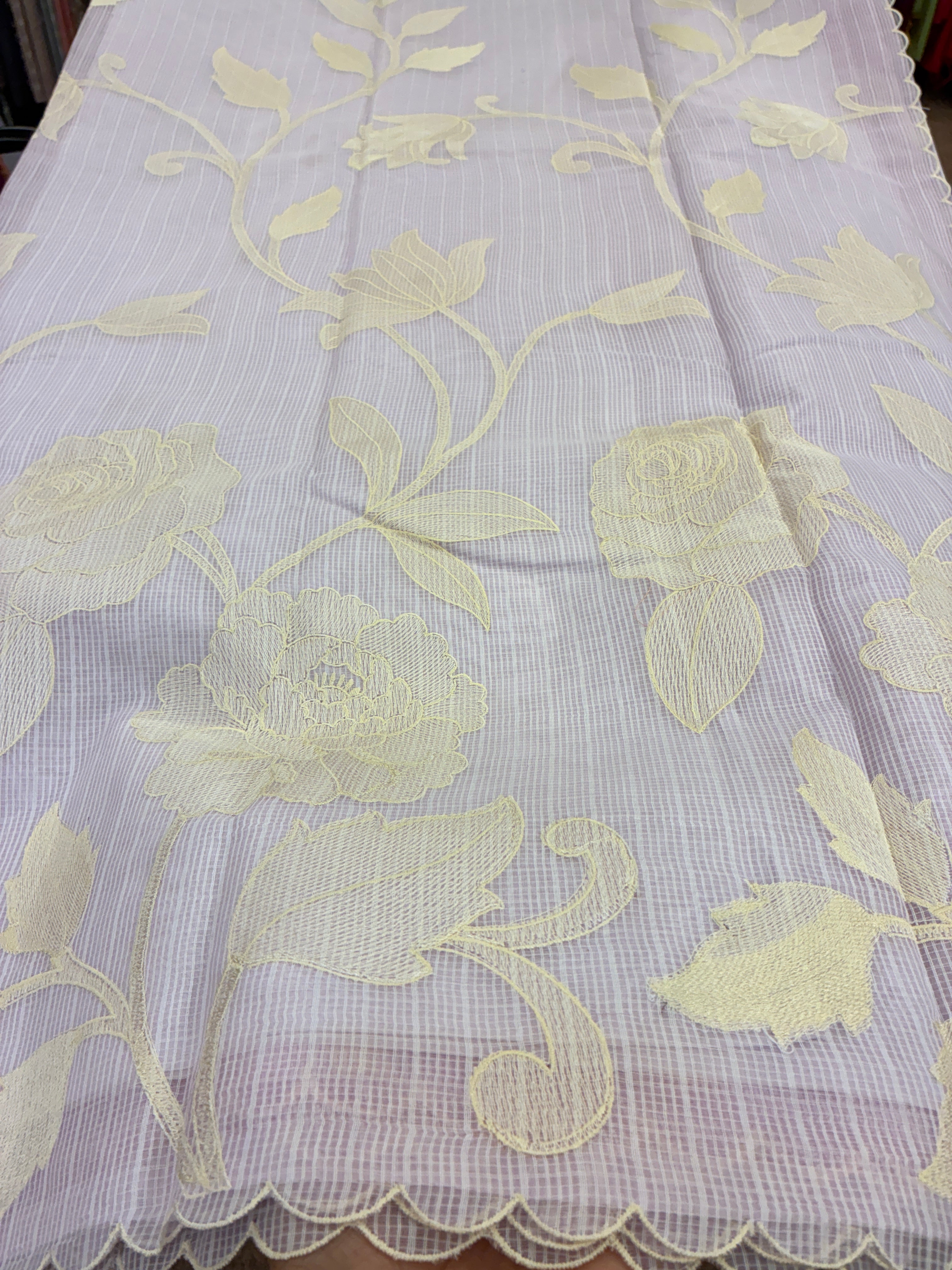 Soft Kota embroidery saree - Light Lavender