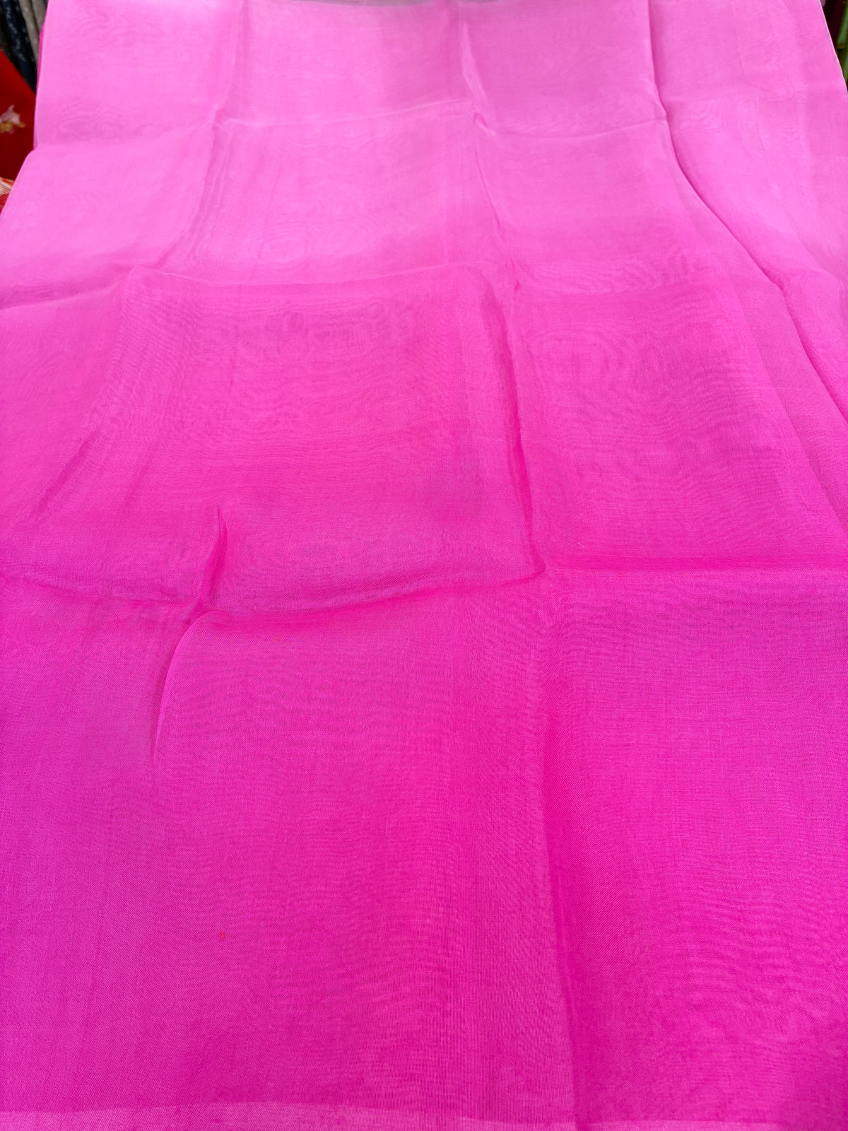 Pure Organza Silk with in Ombre Pink - Light and Dark Pink