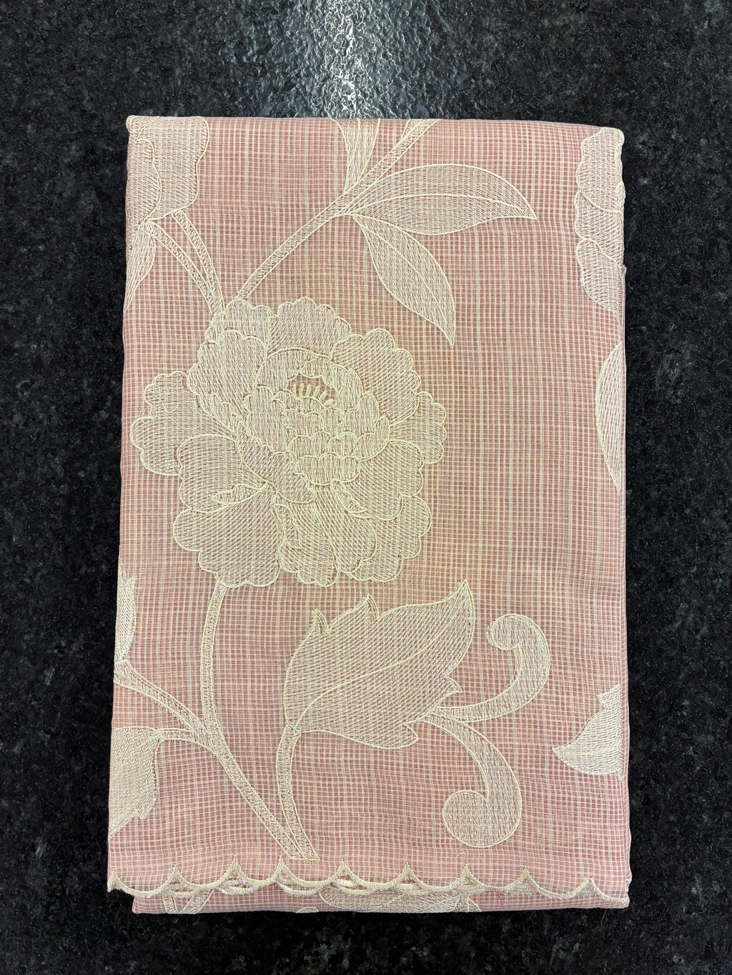 Soft Kota embroidery saree - Light Peach