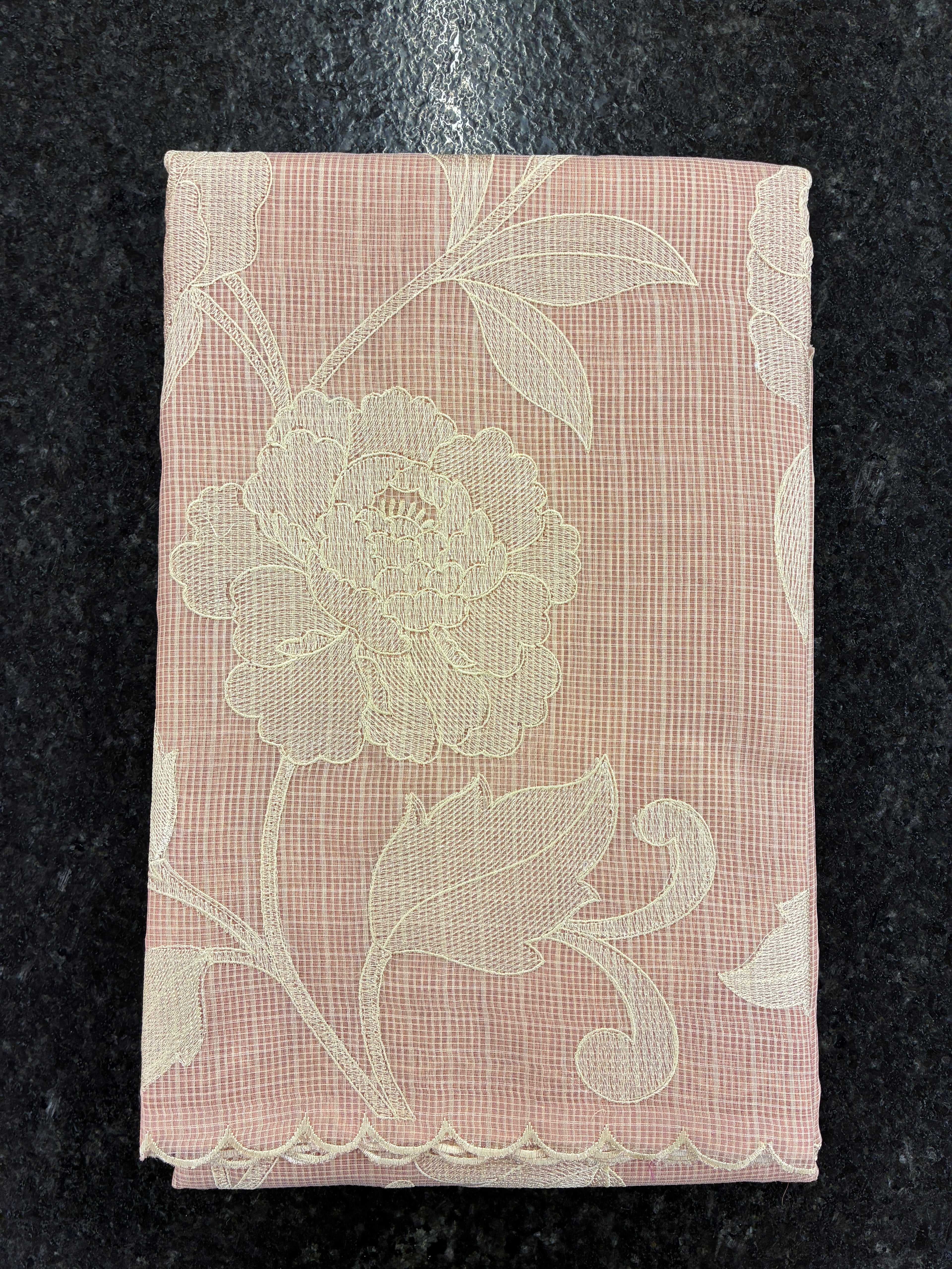 Soft Kota embroidery saree - Light Peach