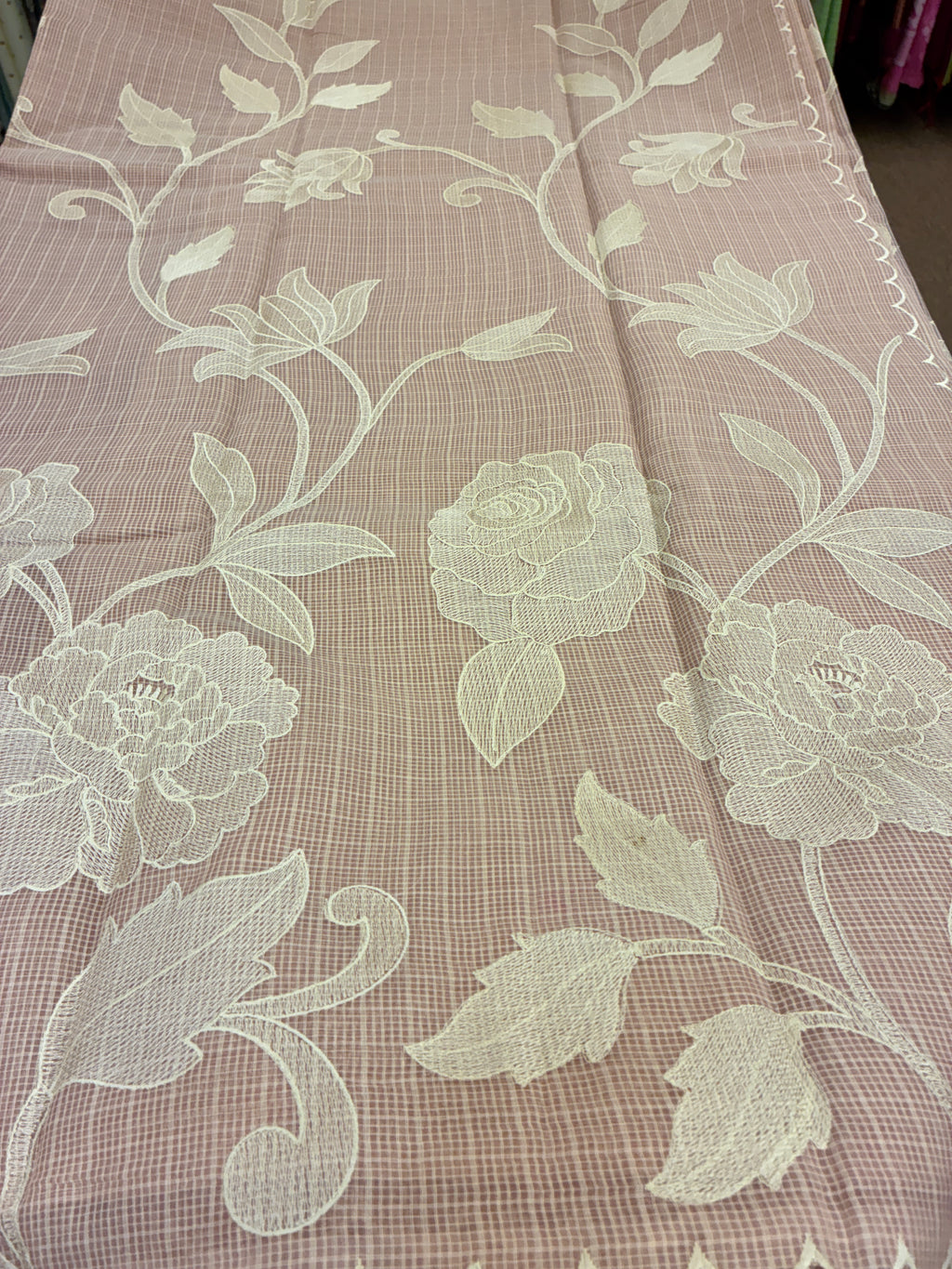 Soft Kota embroidery saree - Light Peach