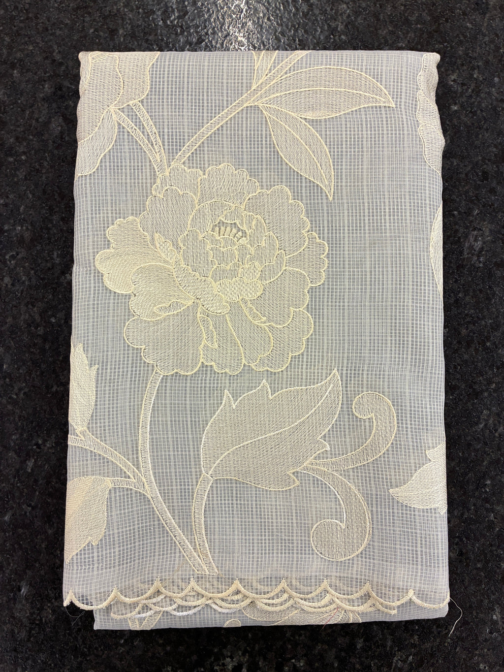 Soft Kota embroidery saree - Light Grey