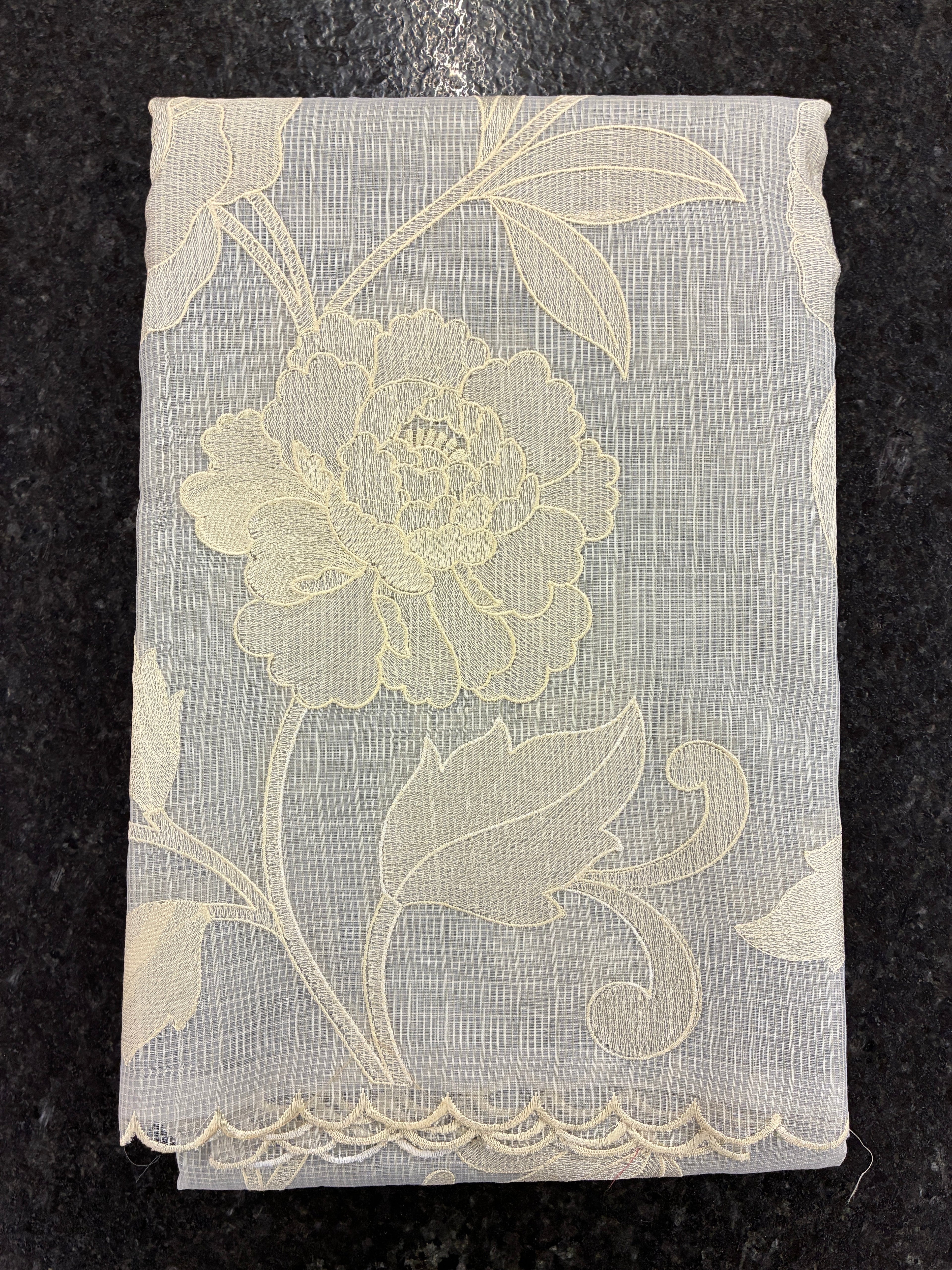 Soft Kota embroidery saree - Light Grey