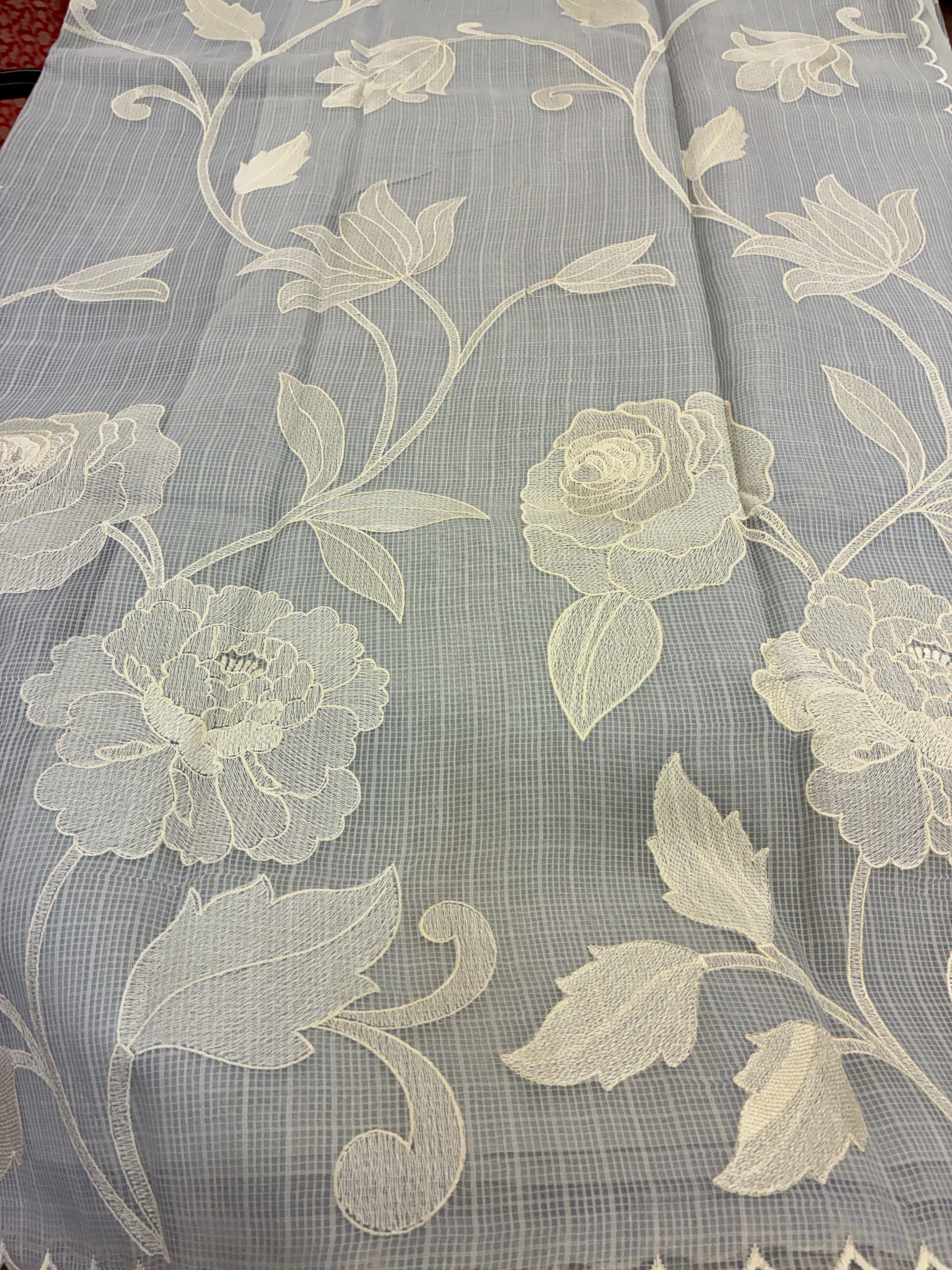 Soft Kota embroidery saree - Light Grey