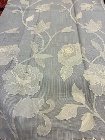 Soft Kota embroidery saree - Light Grey