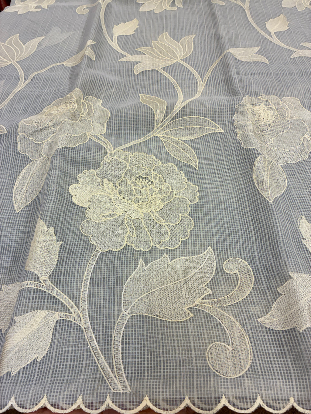 Soft Kota embroidery saree - Light Grey