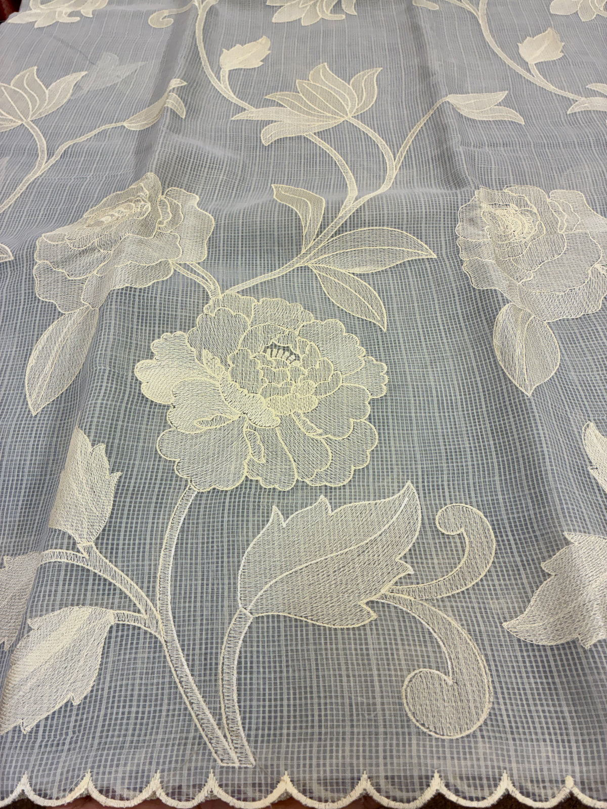 Soft Kota embroidery saree - Light Grey