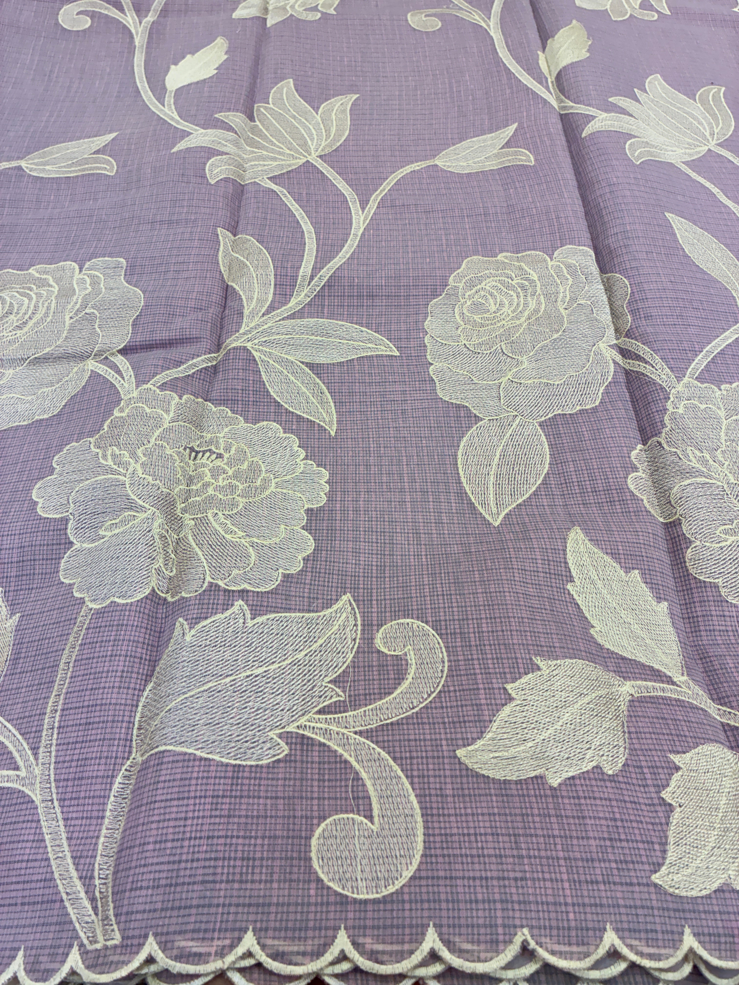 Soft Kota embroidery saree - Lavender