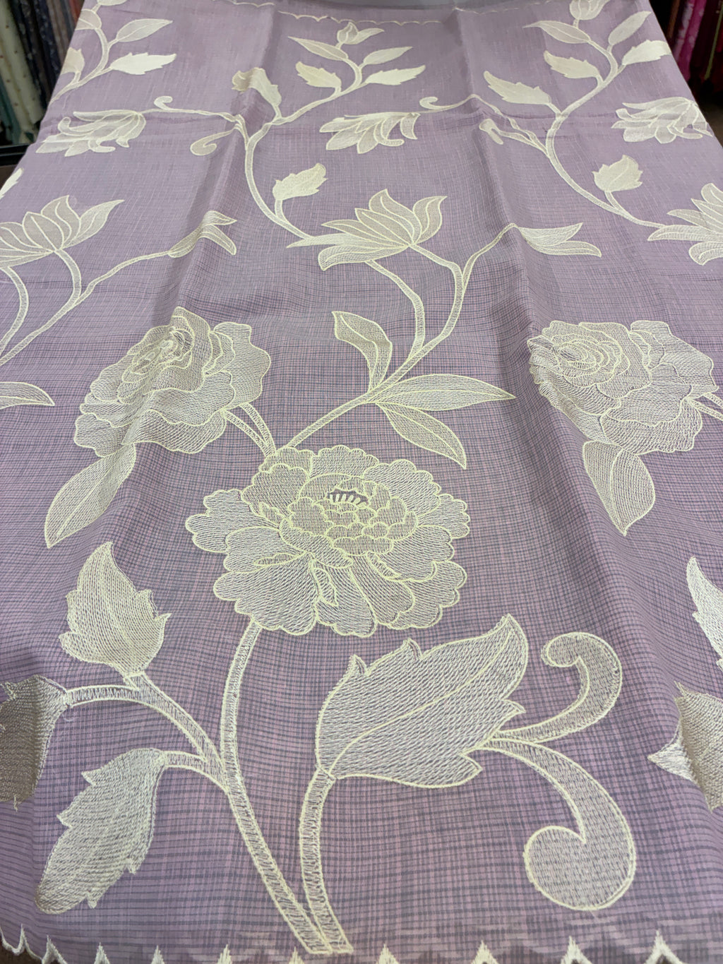Soft Kota embroidery saree - Lavender