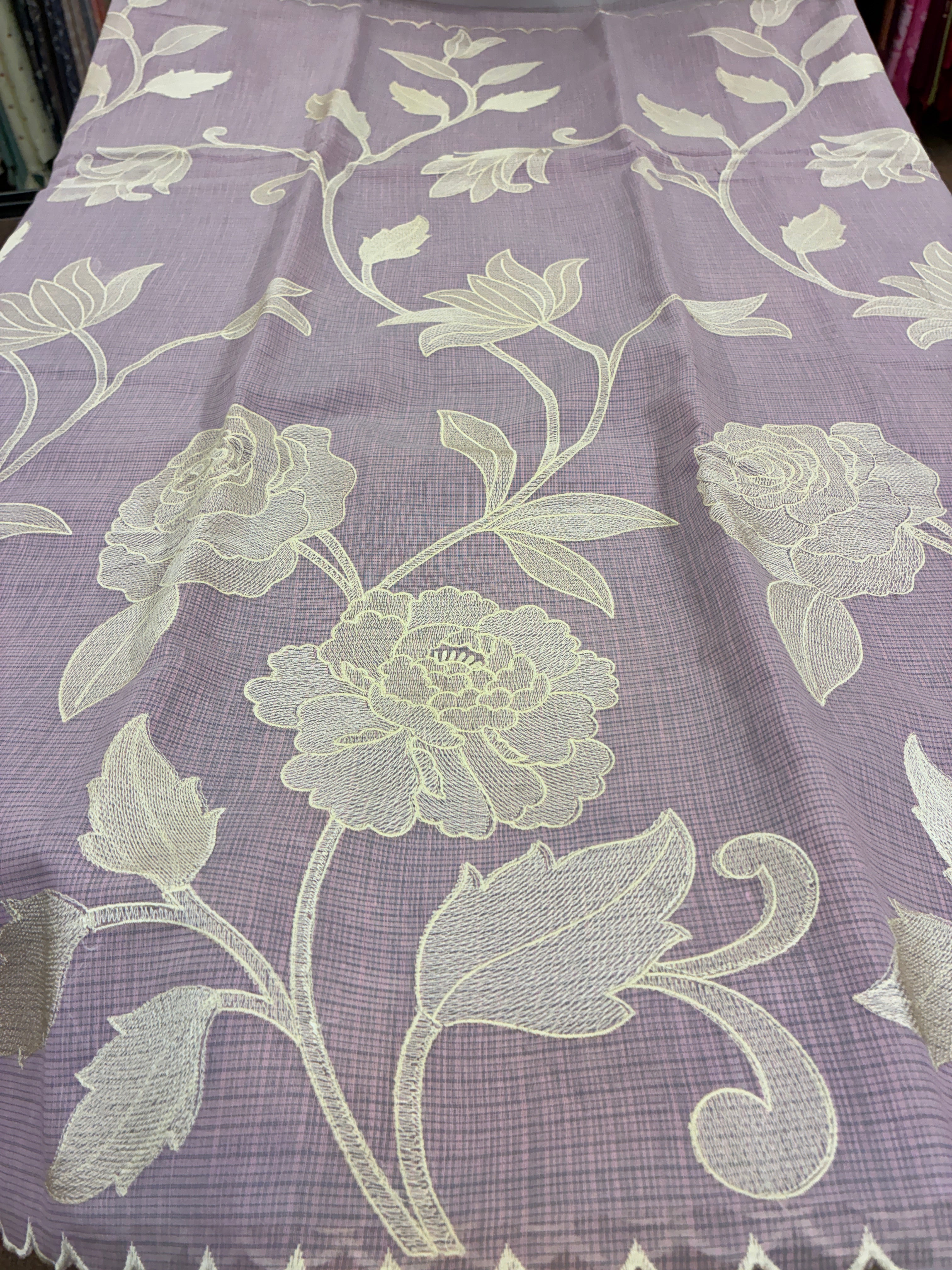 Soft Kota embroidery saree - Lavender