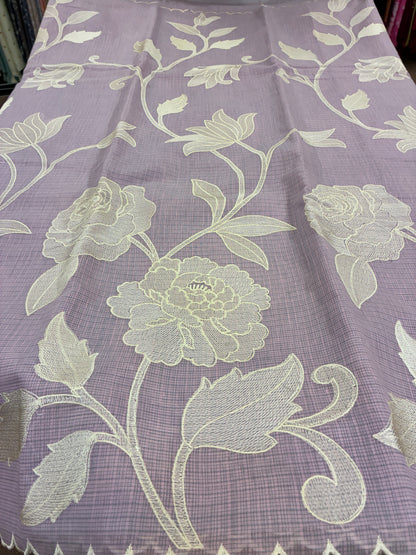 Soft Kota embroidery saree - Lavender