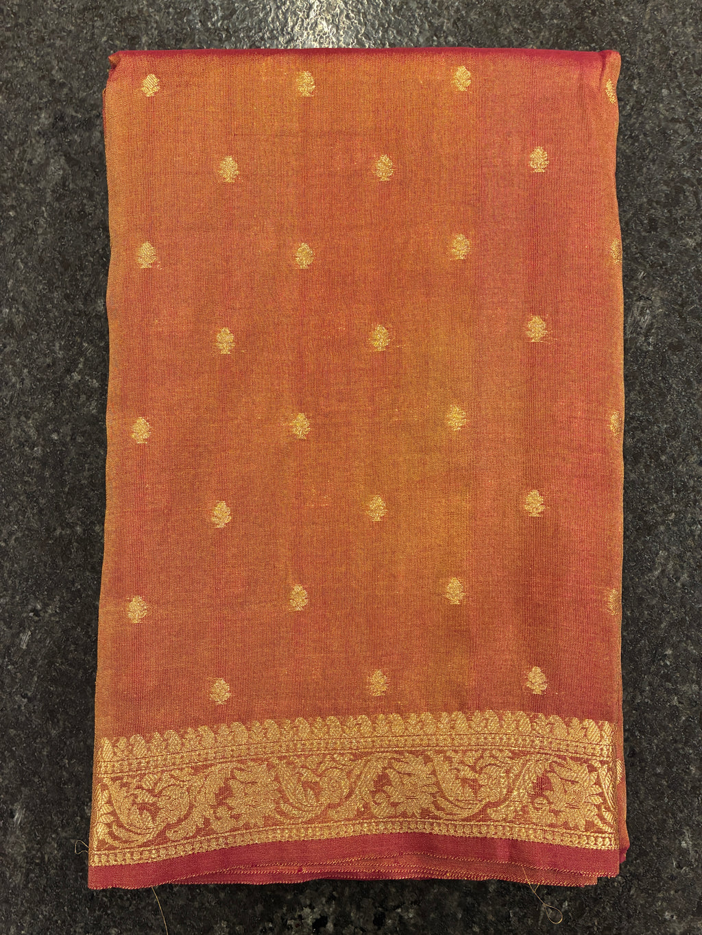 Tissue Silk woven traditional Banarasi saree - Rust Brown