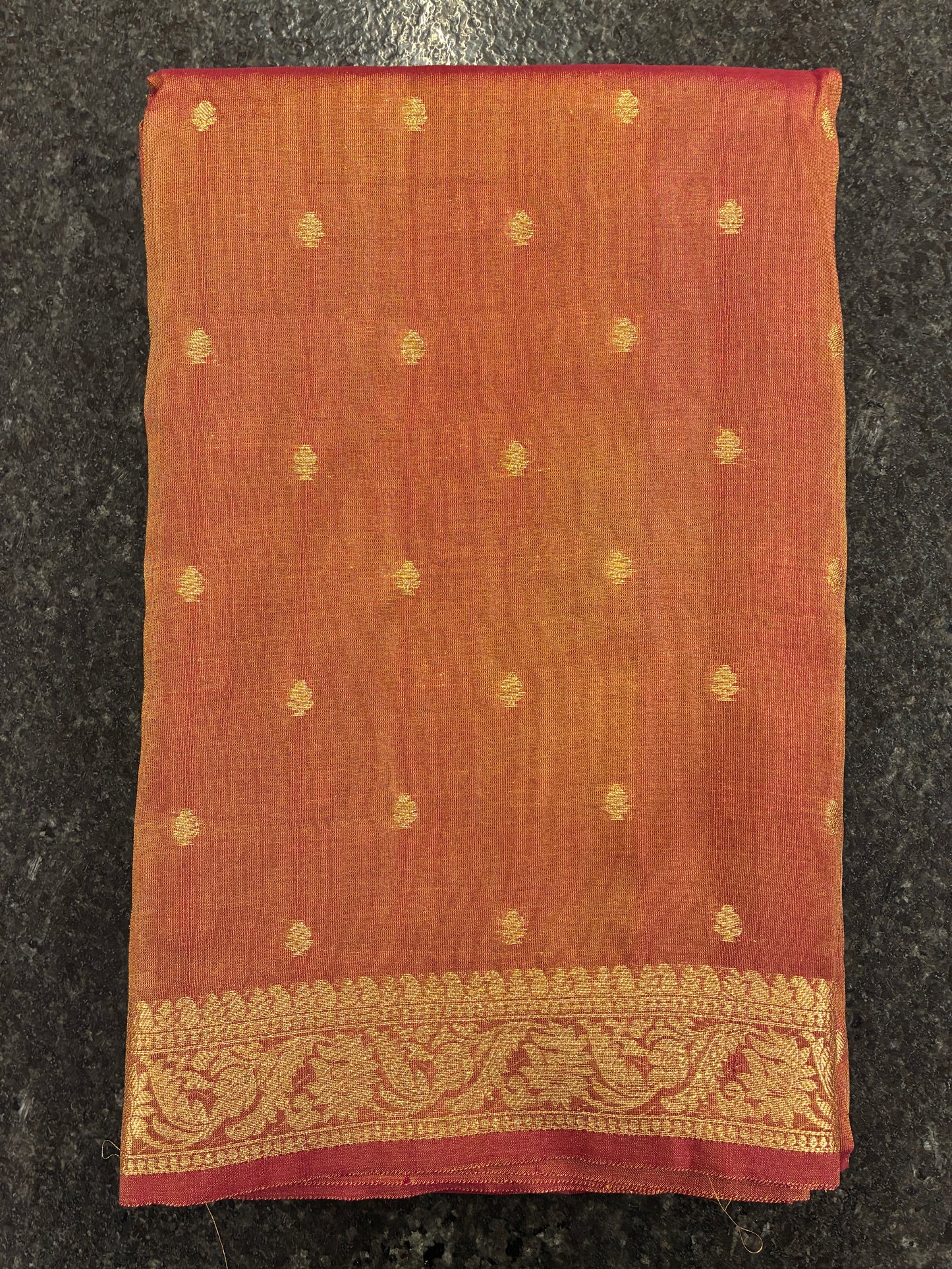 Tissue Silk woven traditional Banarasi saree - Rust Brown