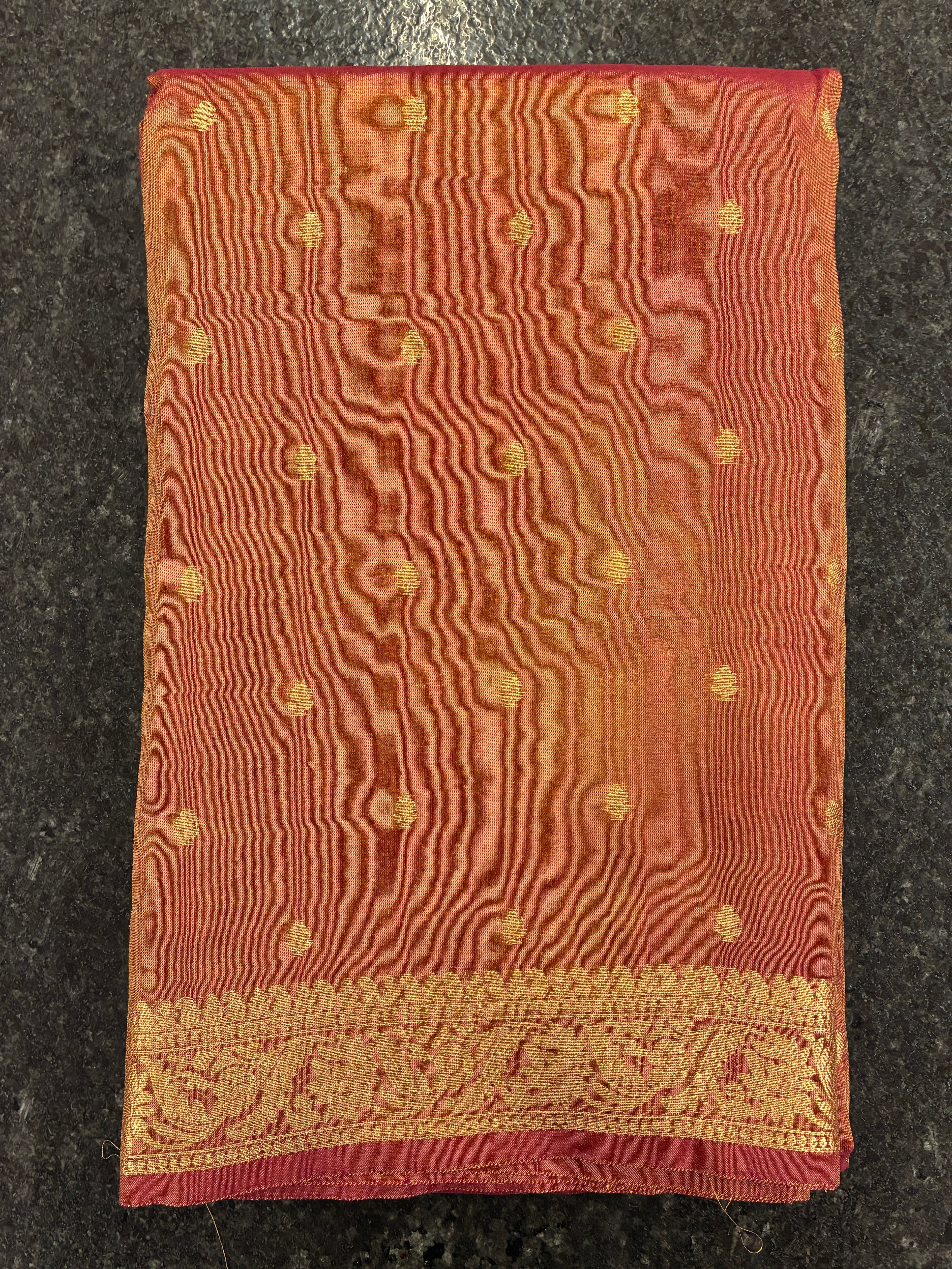 Tissue Silk woven traditional Banarasi saree - Rust Brown