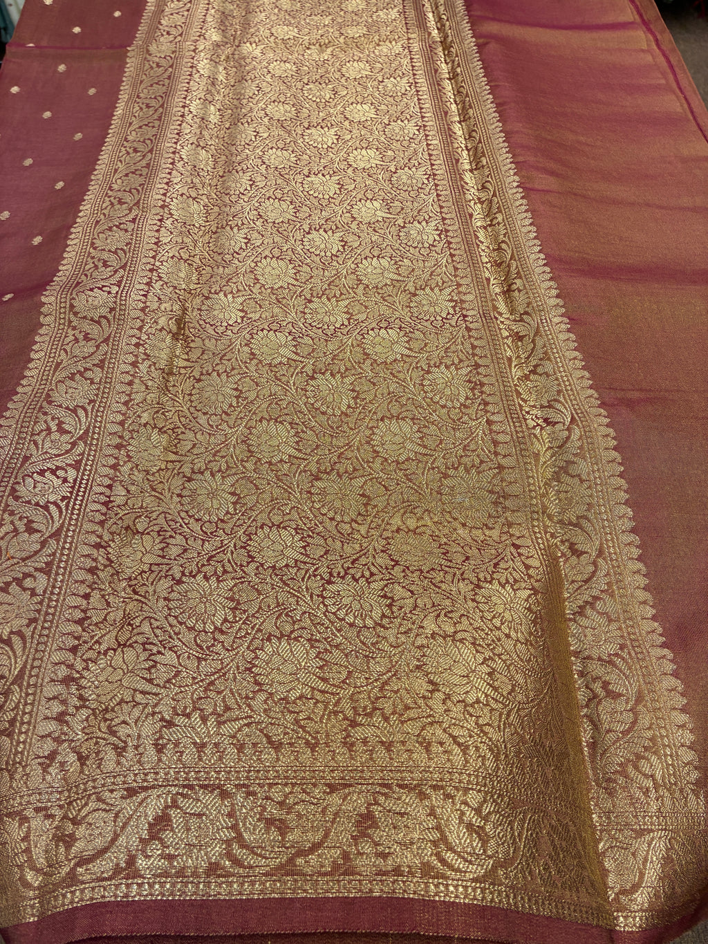 Tissue Silk woven traditional Banarasi saree - Rust Brown