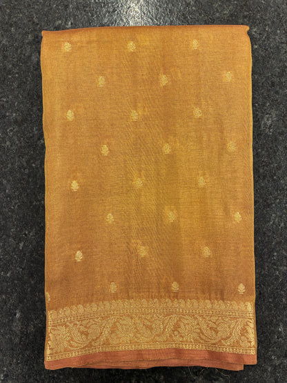 Tissue Silk woven traditional Banarasi saree - Copper Brown