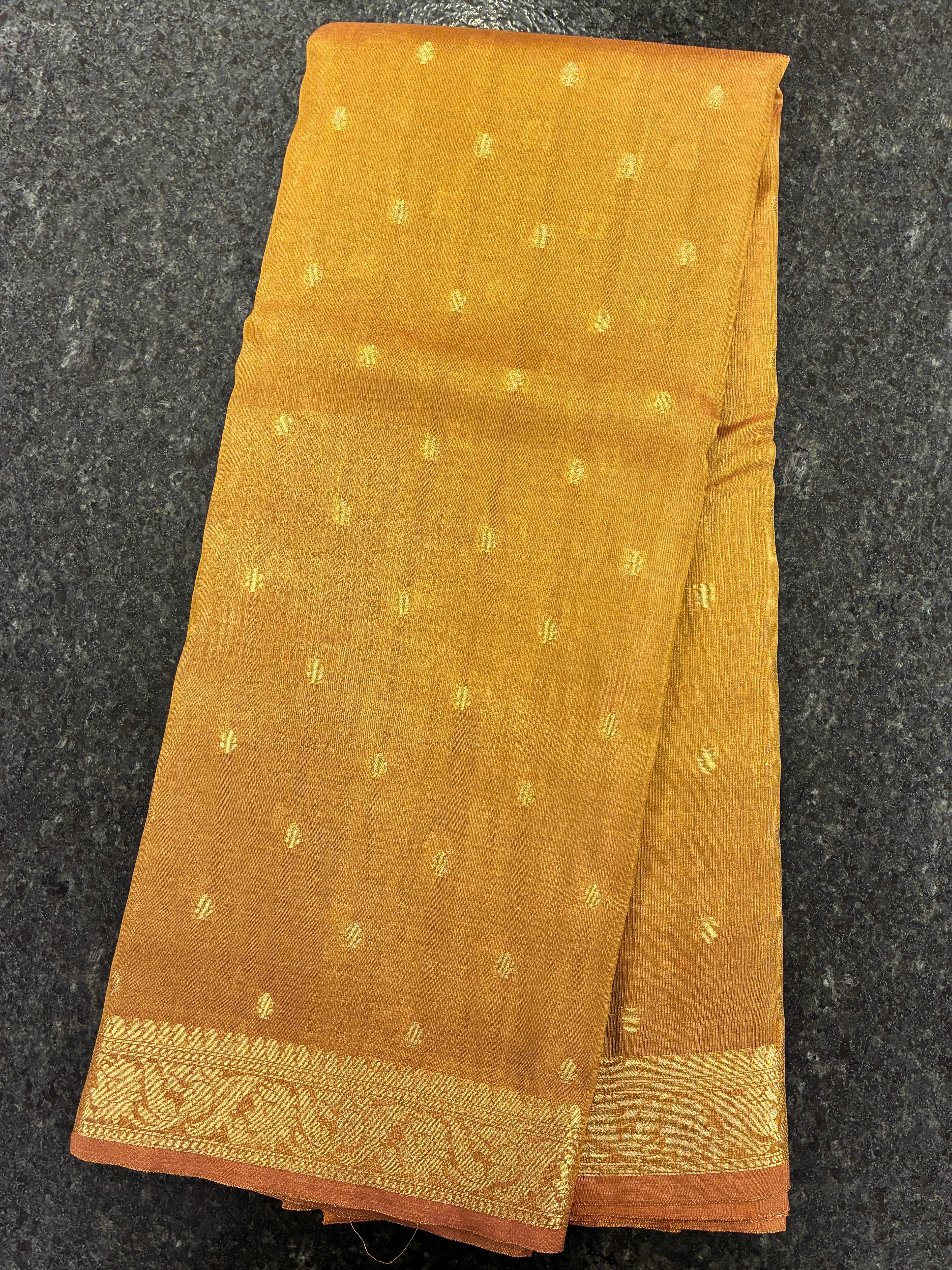 Tissue Silk woven traditional Banarasi saree - Copper Brown