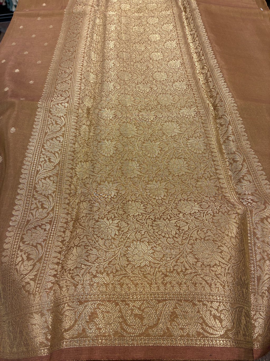 Tissue Silk woven traditional Banarasi saree - Copper Brown
