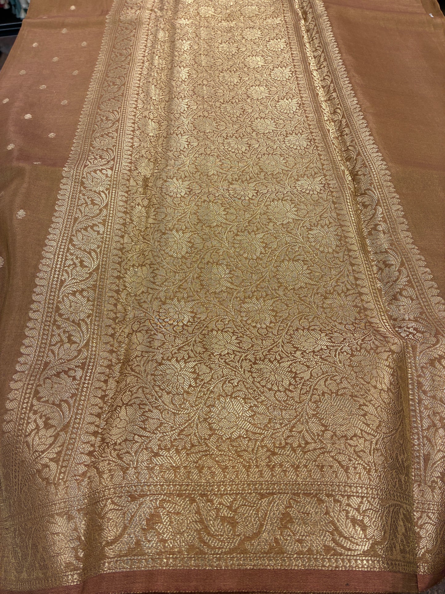 Tissue Silk woven traditional Banarasi saree - Copper Brown