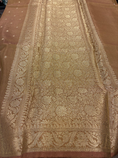 Tissue Silk woven traditional Banarasi saree - Copper Brown