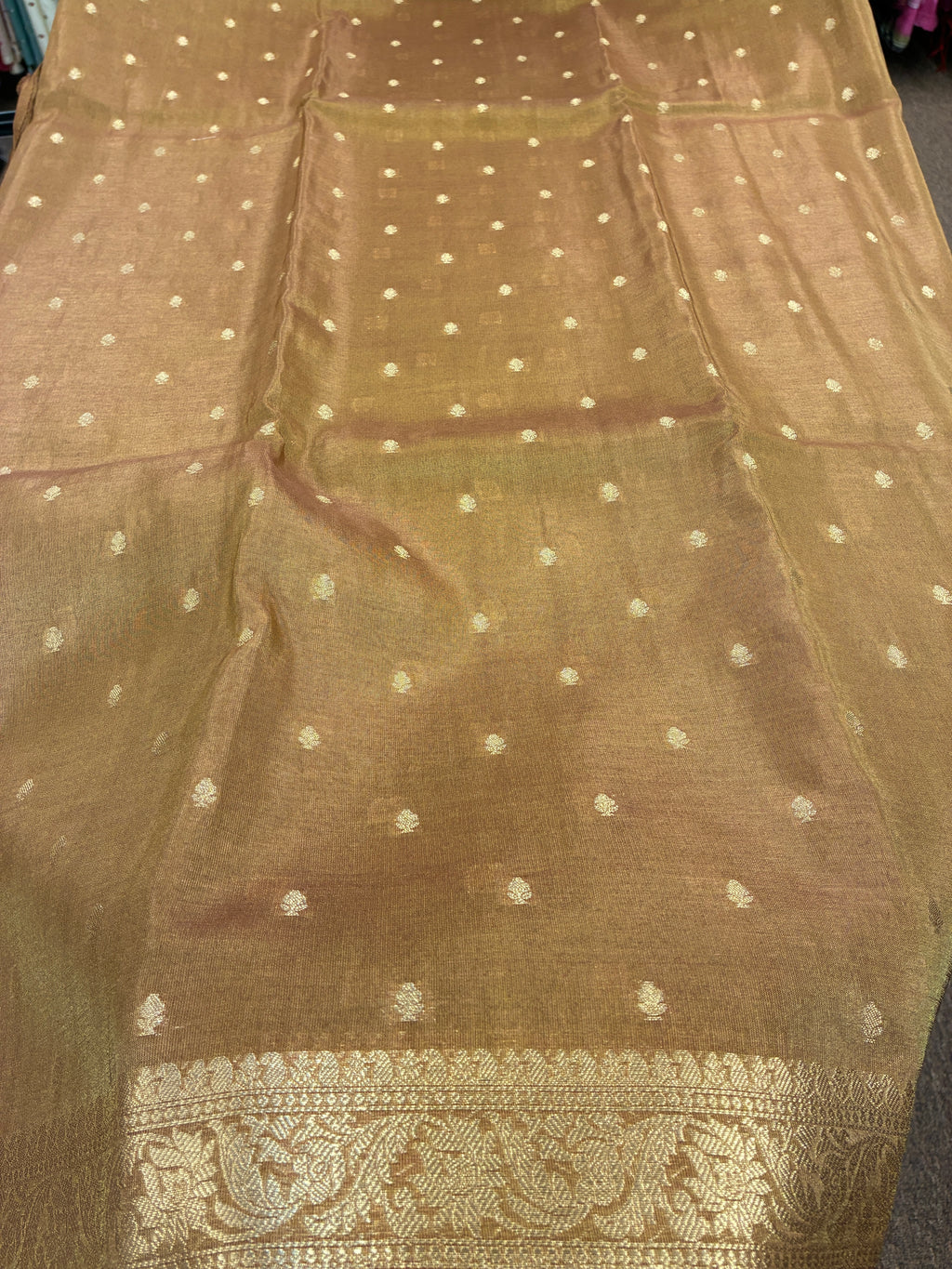 Tissue Silk woven traditional Banarasi saree - Copper Brown