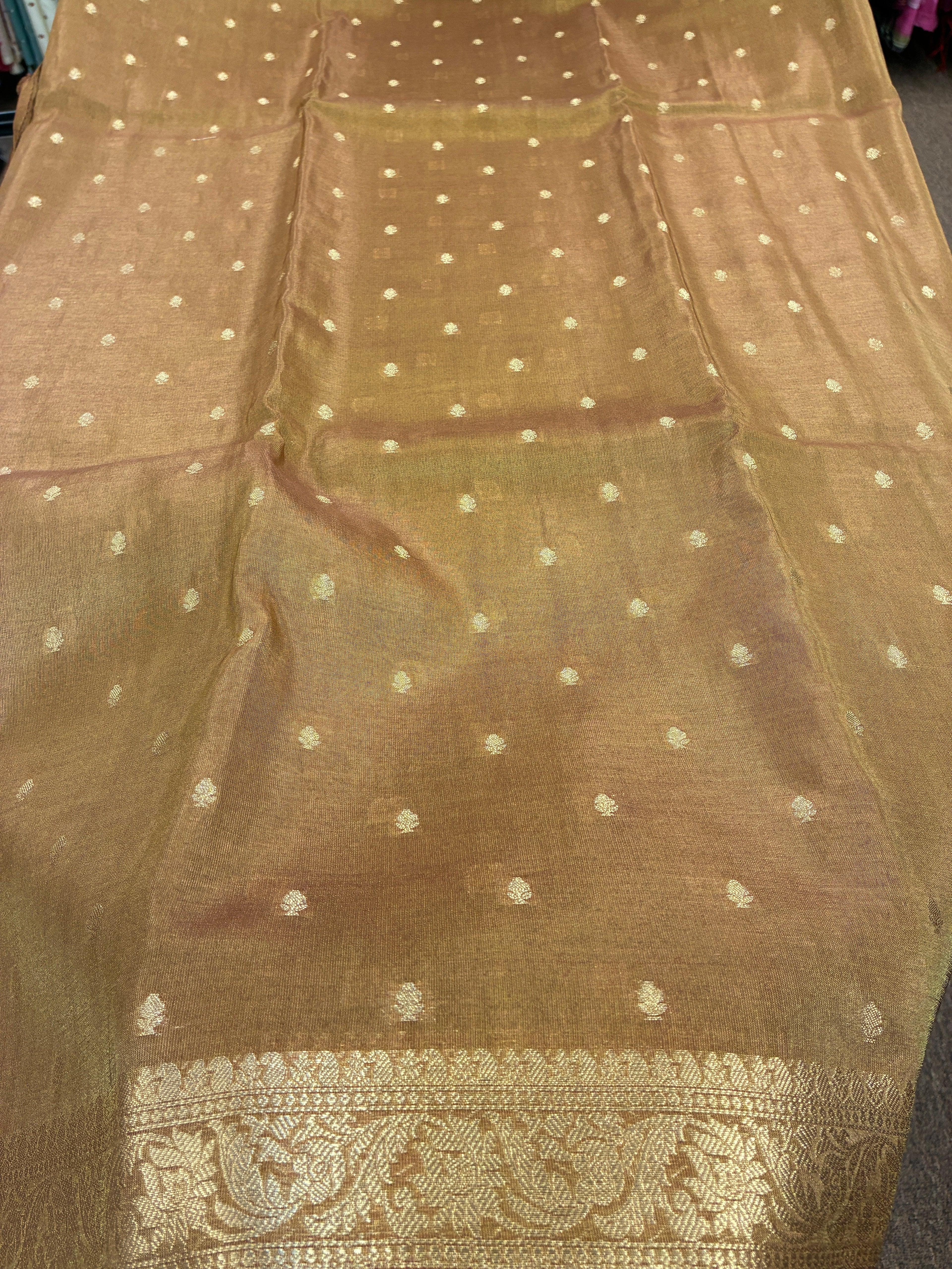 Tissue Silk woven traditional Banarasi saree - Copper Brown
