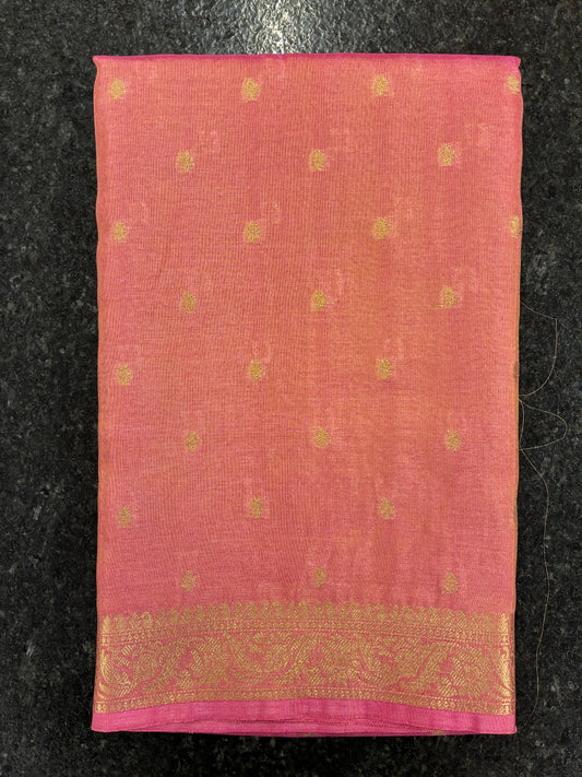 Tissue Silk woven traditional Banarasi saree - Pink
