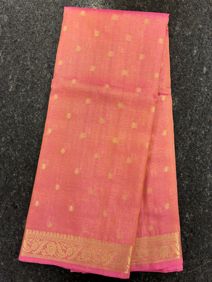 Tissue Silk woven traditional Banarasi saree - Pink
