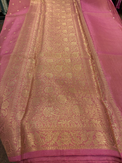 Tissue Silk woven traditional Banarasi saree - Pink