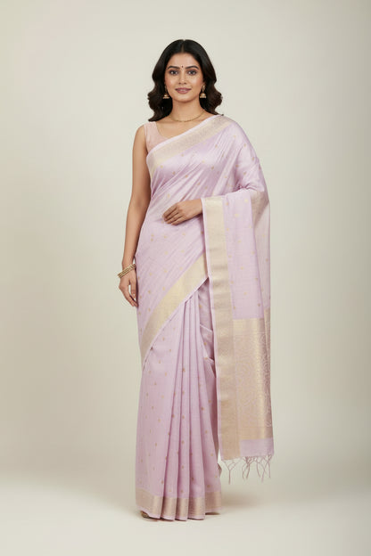 Tissue Silk woven traditional Banarasi saree - Light Lavender