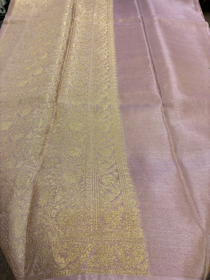 Tissue Silk woven traditional Banarasi saree - Light Lavender