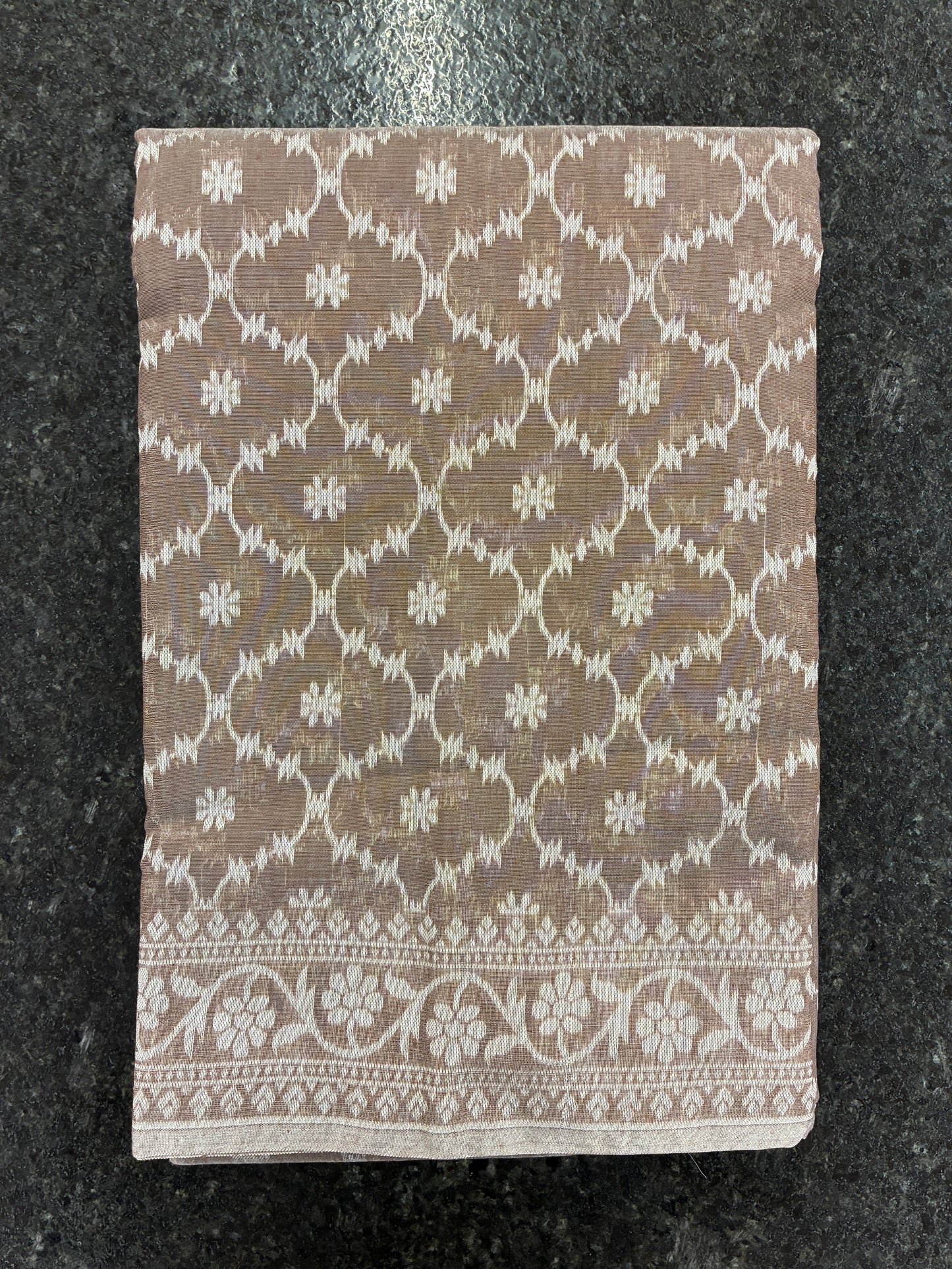 Jamdhani Cotton Saree with Silk thread work (Resham) - Light Brown