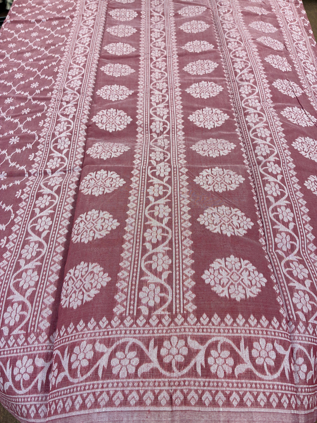 Jamdhani Cotton Saree with Silk thread work (Resham) - Light Grape