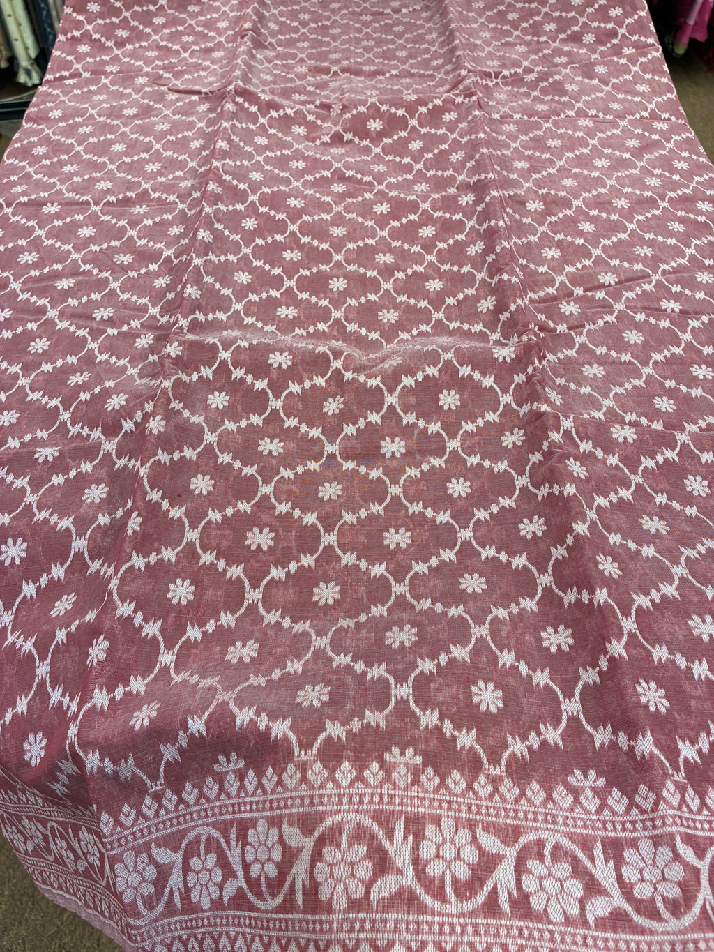 Jamdhani Cotton Saree with Silk thread work (Resham) - Light Grape