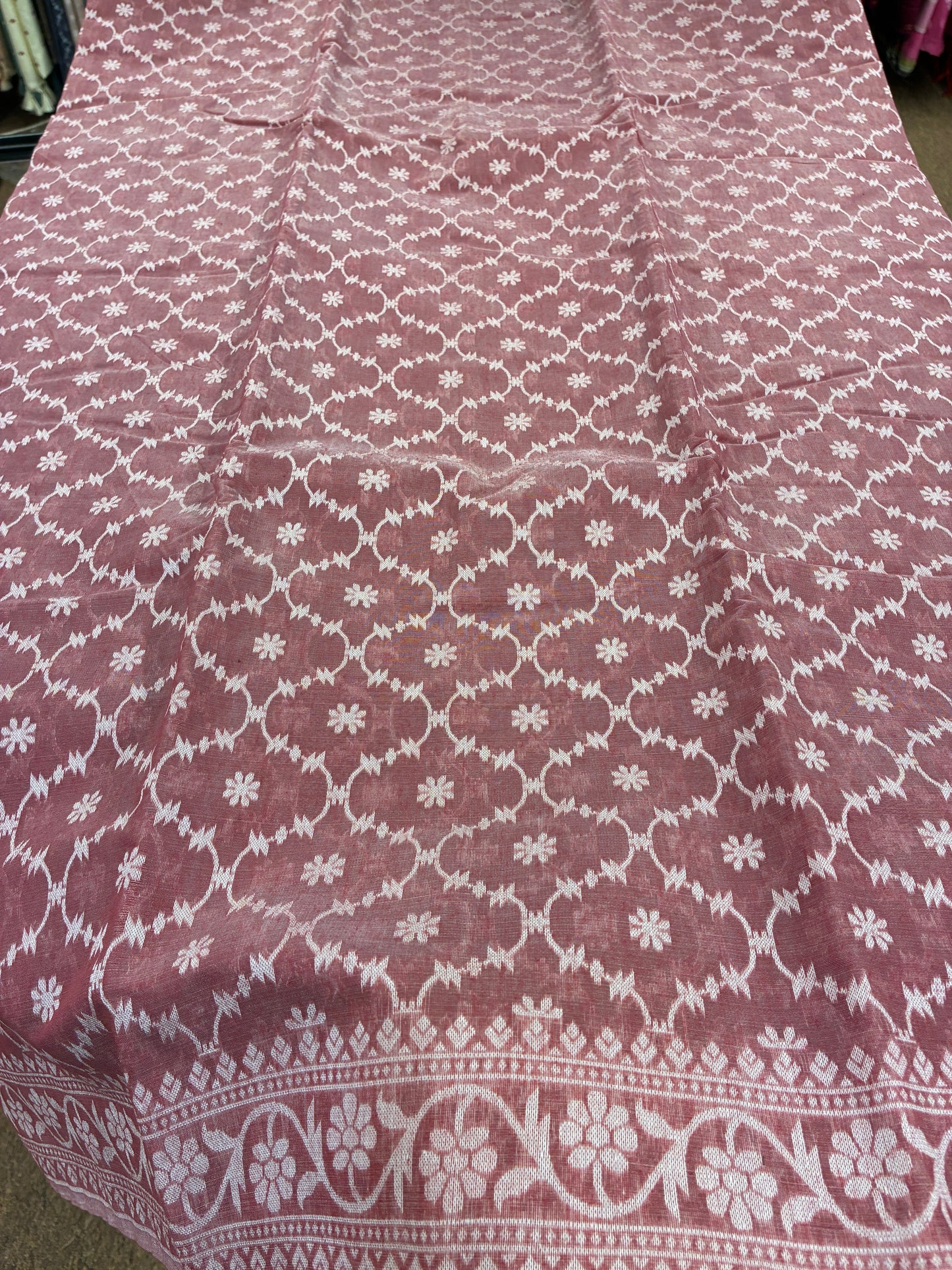 Jamdhani Cotton Saree with Silk thread work (Resham) - Light Grape