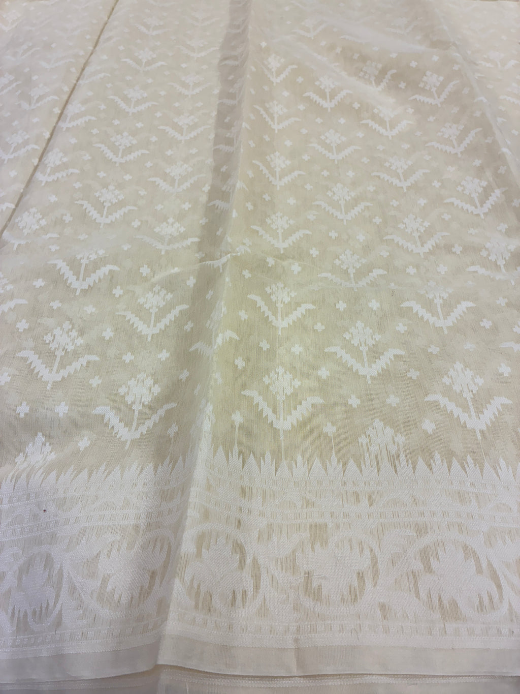 Jamdhani Cotton Saree with Silk thread work (Resham) - Lemon Yellow