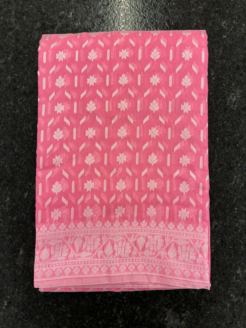 Jamdhani Cotton Saree with Silk thread work (Resham) - Pink