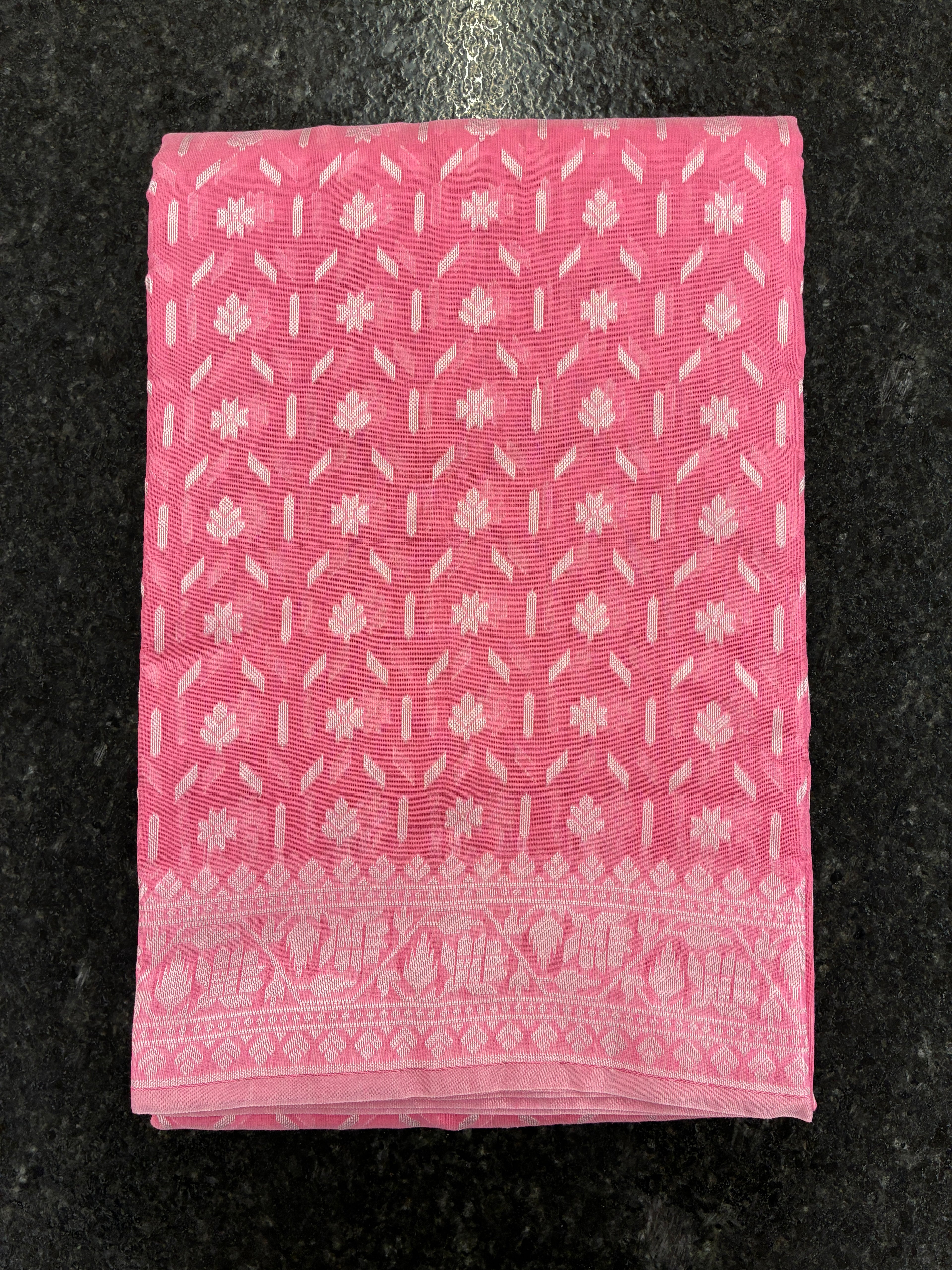 Jamdhani Cotton Saree with Silk thread work (Resham) - Pink