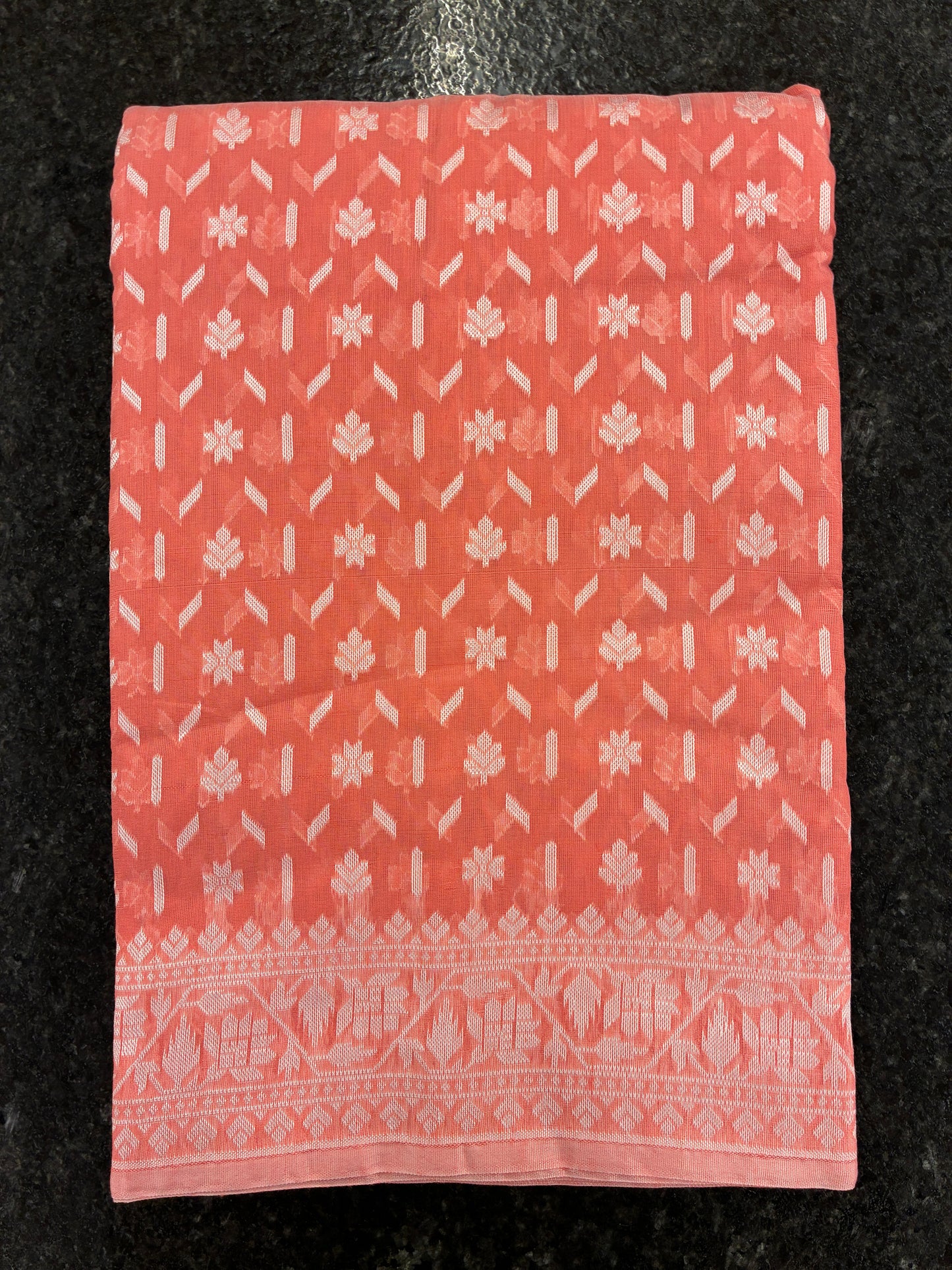 Jamdhani Cotton Saree with Silk thread work (Resham) - Peach