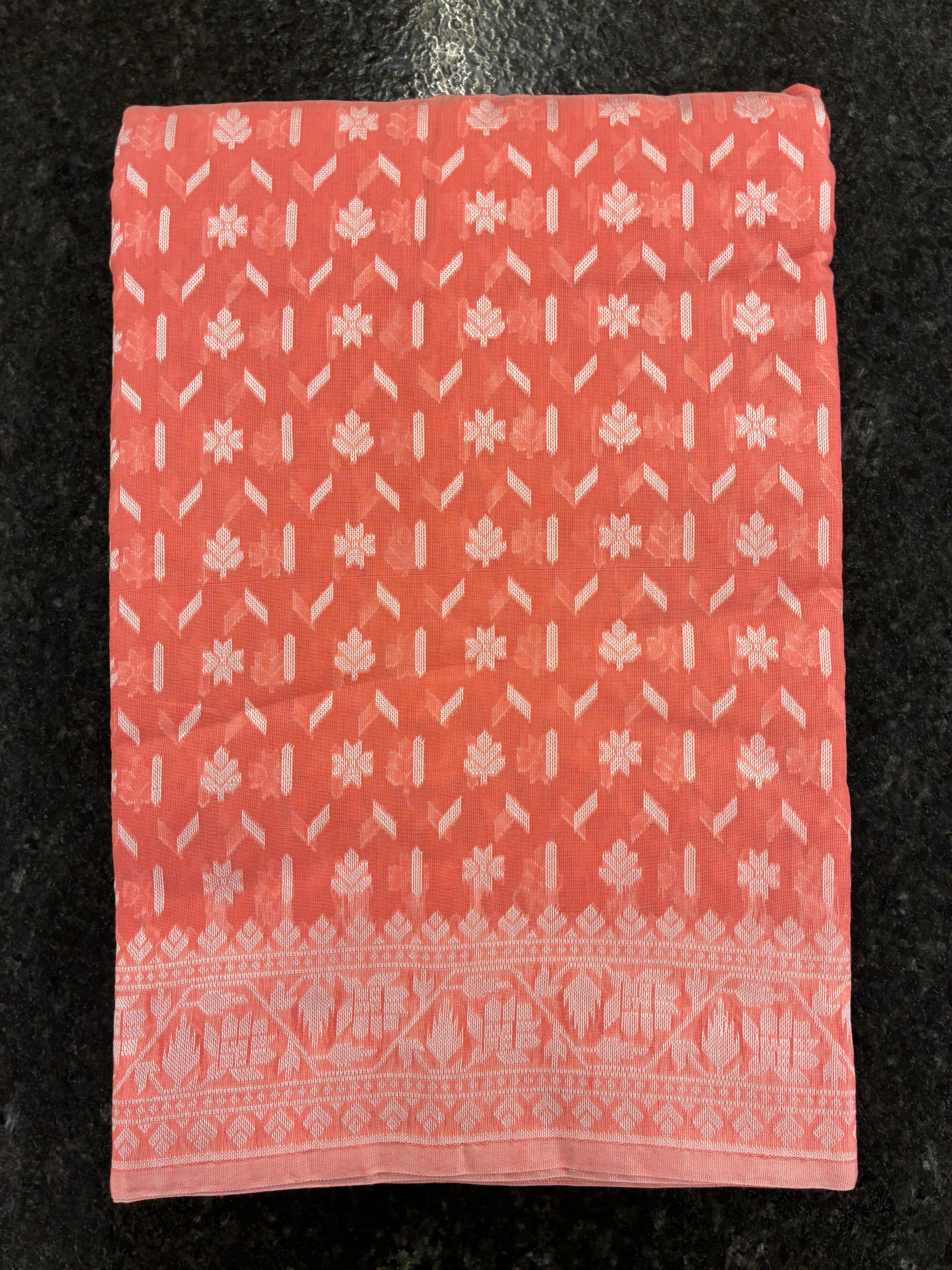 Jamdhani Cotton Saree with Silk thread work (Resham) - Peach