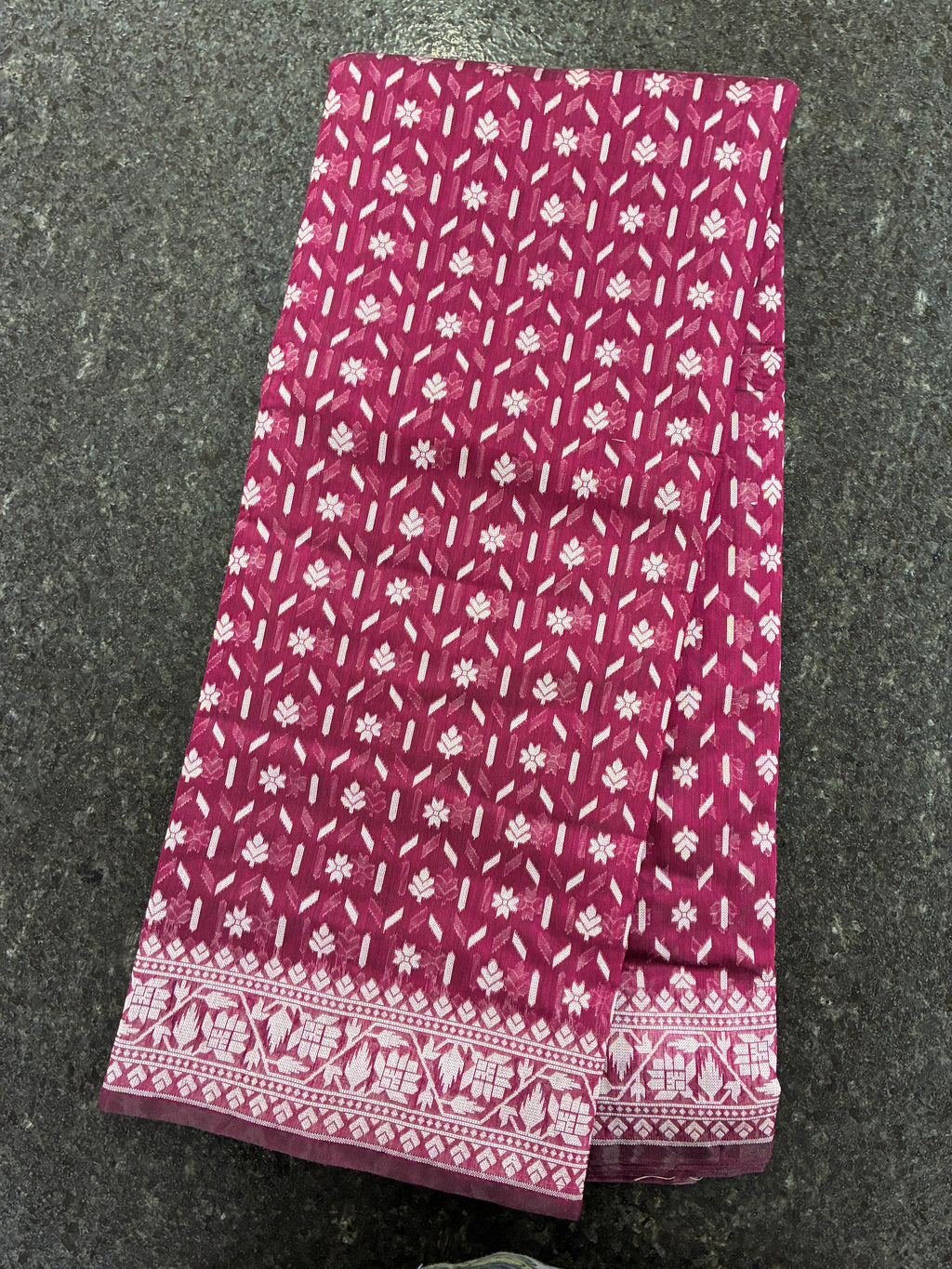Jamdhani Cotton Saree with Silk thread work (Resham) - Wine Purple