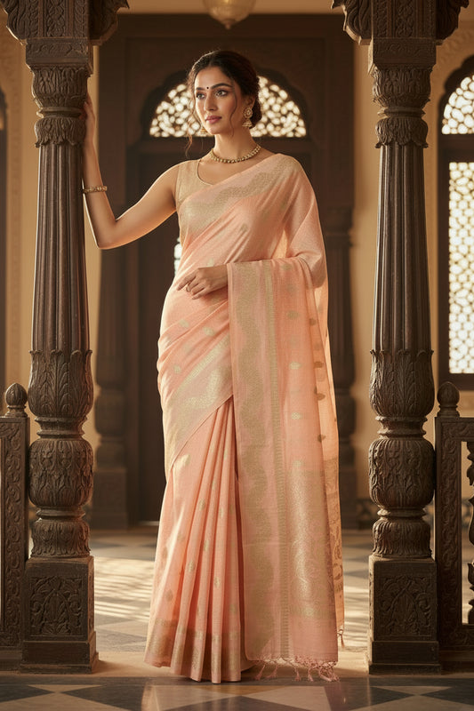Kota Peach saree with Satin border