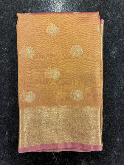 Glam tissue saree with Meena buttas - Pink