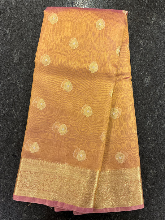 Glam tissue saree with Meena buttas - Pink