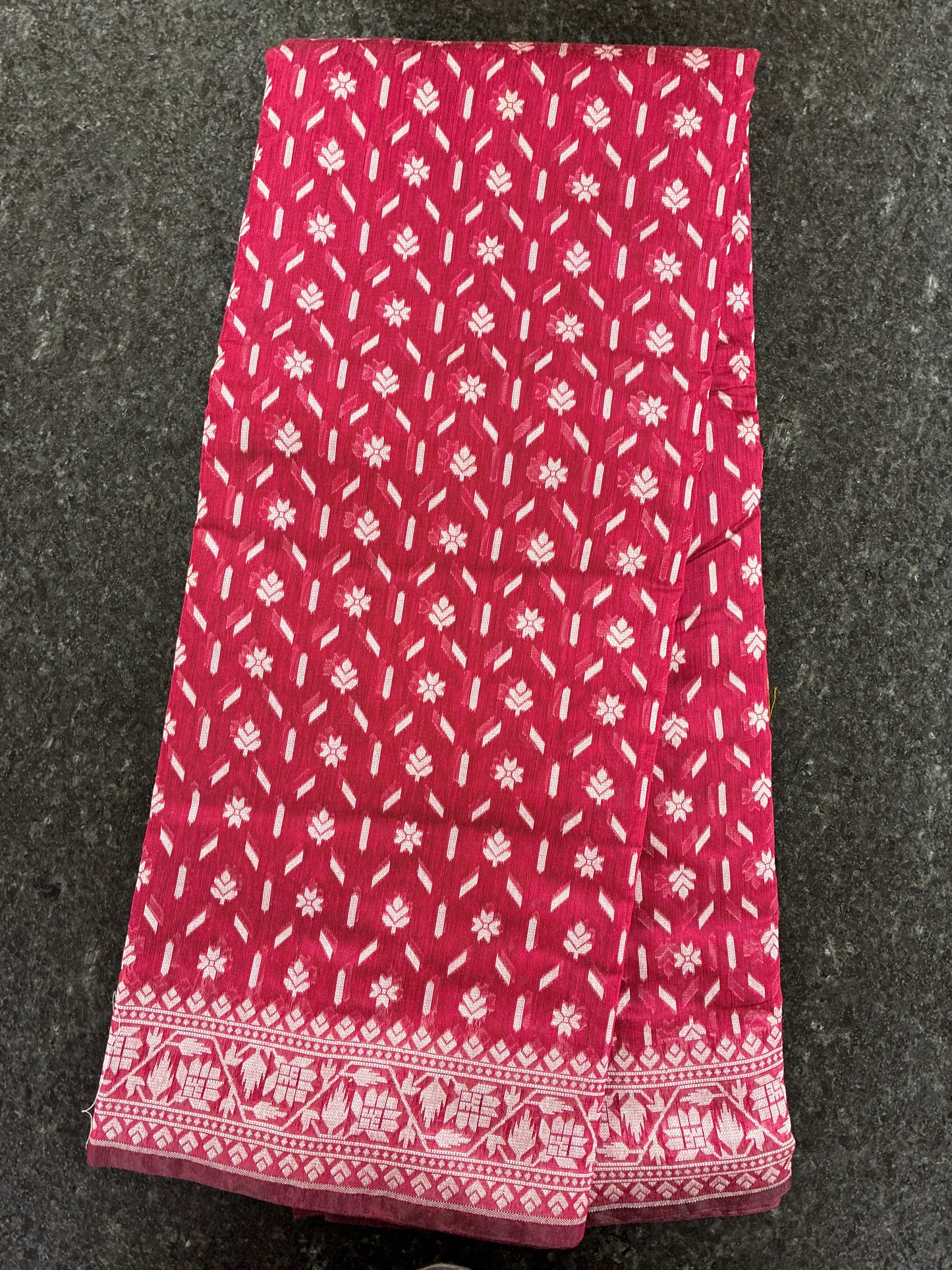 Jamdhani Cotton Saree with Silk thread work (Resham) - Wine and Brown