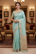 Tissue Silk woven traditional Banarasi saree - Sky Blue