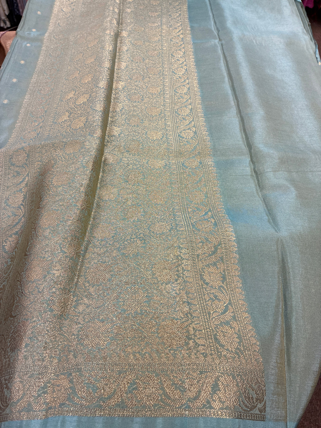 Tissue Silk woven traditional Banarasi saree - Sky Blue