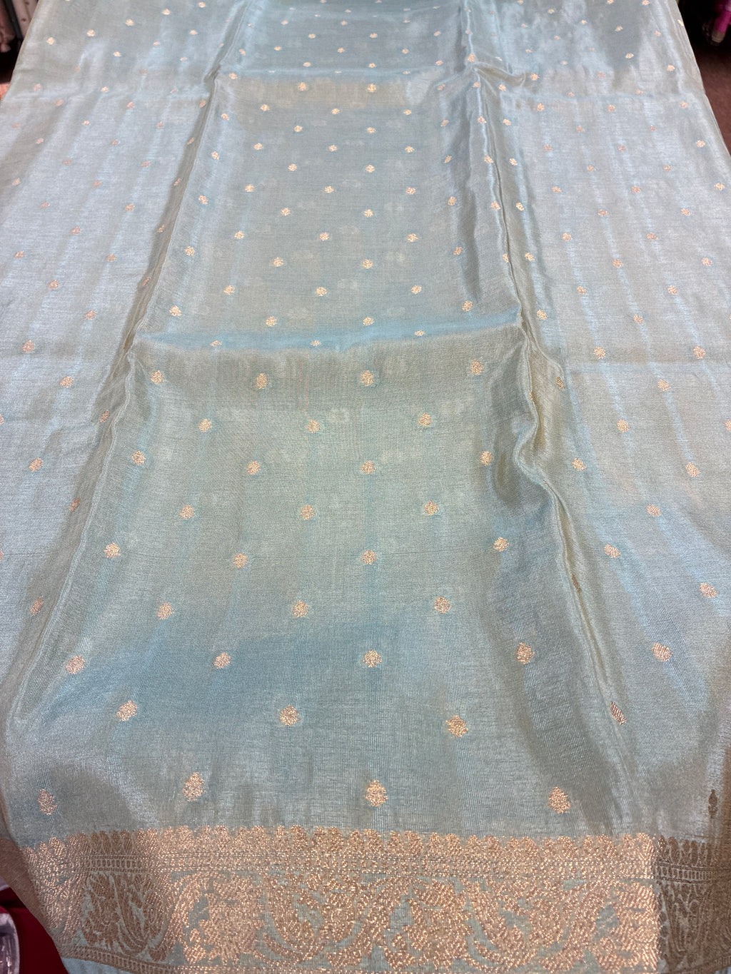 Tissue Silk woven traditional Banarasi saree - Sky Blue