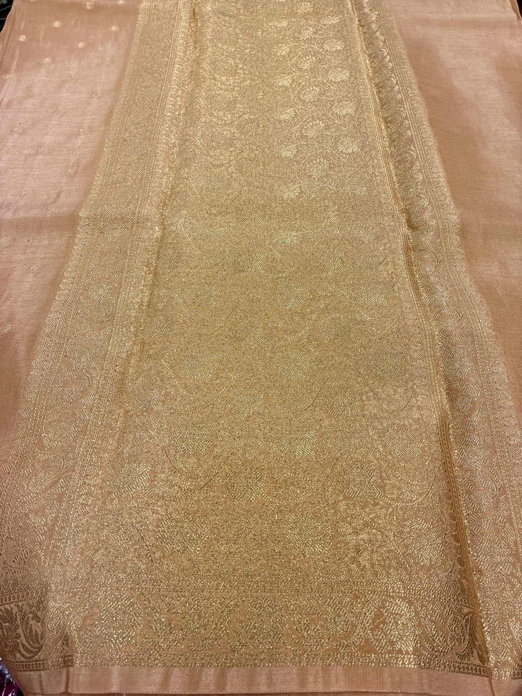 Tissue Silk woven traditional Banarasi saree - Light Peach